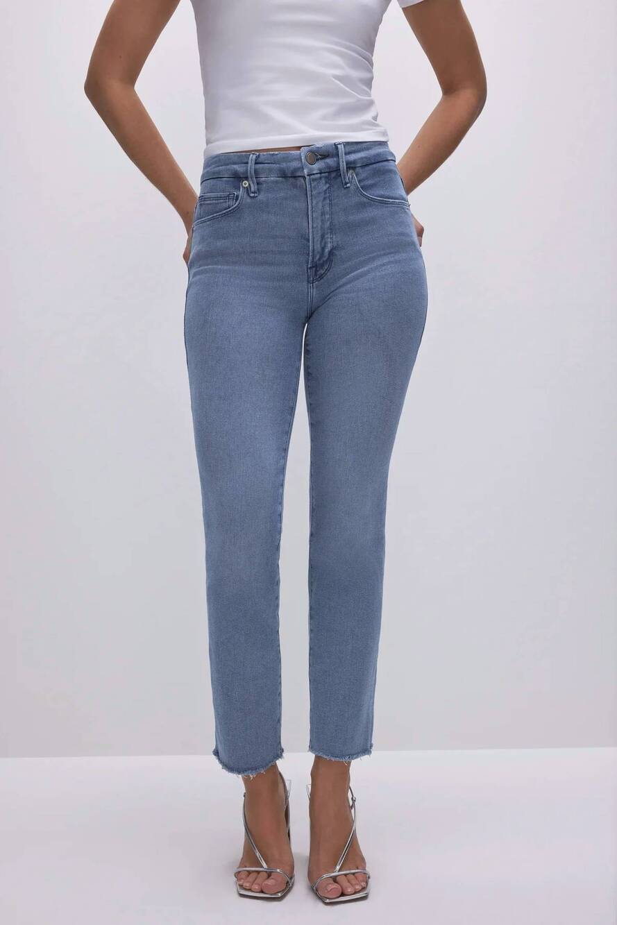 NEW GOOD AMERICAN good legs straight jeans in blue449